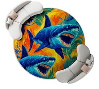 120 cm Tapis Rond en Laine synthétique - Motif Animaux Marins Dessin Animé Poissons antidérapant Lavable Tapis pour Chambre d'enfant Salle à Manger Salle de Jeux Bureau, Bleu