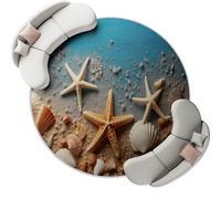 120 cm Tapis Rond en Laine synthétique - Motif Côte Animaux Marins Coquillages antidérapant Lavable Tapis pour Chambre d'enfant Salle à Manger Salle de Jeux Bureau, Bleu