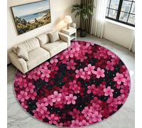 120 cm Tapis Rond Poils Courts Lavable en Machine Floral Style Japonais | Carpet Super doux Monstera Feuilles Agave Feuillage Pour salon, chambre, salle à manger, chambre d’enfant, coin lecture