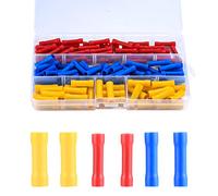 120 Connecteur Electrique, Manchon Isolant Cosse Electriques, Cosses à Sertir, Bornes à Sertir de Fil électrique Droites, Connecteurs à Sertir pour Câbles électriques Automobiles(Bleu, Rouge, Jaune)