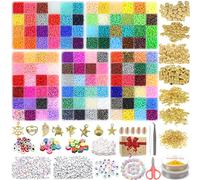 120 Couleurs 15093 Pièces Perles pour Bracelet, 4mm Rocaille, Kit Bijoux avec 300PCS Lettres & Souriantes