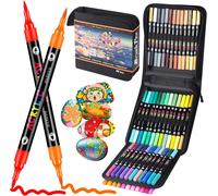120 Couleurs 60 Stylos Feutre Acrylique, Feutre Peinture Acrylique Double Pointe Pinceau, Marqueur Acrylique Pour Papier, Verre, Galet, Métal, Plastique, Bois, Oeuf, Céramique, Textile