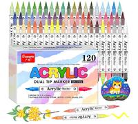 120 Couleurs Feutre Acrylique ，60 Pièces Stylos Peinture Acryliques à Double Pointe - Acrylic Paint Markers pour