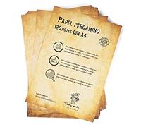 120 feuilles A4 papier parchemin ancien Premium double face, haut grammage 120 g/m2, 210 x 297 mm, beau vieilli vintage, écriture et impression, travaux manuels, scrapbooking, minutes mariage