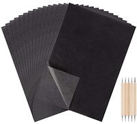 120 Feuilles Carbone Noir A4, Graphite de Copie de Traçage avec 5 PCS Outils de Pointage de Stylet à Double Extrémité pour Toile, Bois et Autres Surfaces D'art