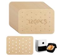 120 Feuilles Papier Sulfurisé pour Air Fryer, 14x20.5cm Papier Cuisson Perforé Antiadhésif Parchemin Résistant à la Chaleur Compatible avec Cosori CS130 Ninja AF400UK AF300UK Foodi