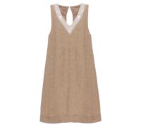 120% Lino, Femme, Robes, Beige, Taille: 46 FR Robe en lin à col en V avec détails de sequins