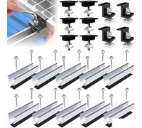 120 mm Rail en U Kit de Montage Solaire Avec Bornes D'extrémité Et Joints | Pour modules PV de 30/35 mm Kit de fixation de toit pour installations photovoltaïques argenté/noir 4 rails avec pinces (lot