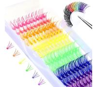 120 morceaux de faux cil artificiels colorés, 6 couleurs fans extension de cils classique pour personnalisation