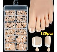 120 ongles de pied français à côté blanc ongles d'orteil Nude Pink ongles de pied entièrement carrés