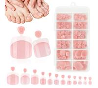 120 Ongles De Pieds Courts Nude Français, Set D’Ongles Artificiels Press-On, Ongles De Pieds Amovibles, Astuces D’Ongles Portables Pour Pédicure, Soins Des Pieds DIY, Quotidien Et Fête