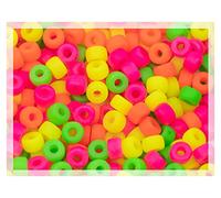 120 pcs (25g) Mix of Big Pony Bagel Czech Glass Beads, 6 mm (big hole 2 mm) Semi Matte Neon Mix