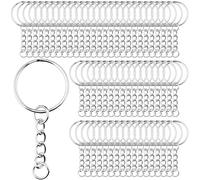 120 Pcs Anneau Porte Clef avec Chaîne Attache Porte Cléf Loisir Creatif Chainette Anneaux Porte Clé Métal 150 Vis Oeil 25 mm Keychain Kit Porte Clef a Fabriquer pour DIY Fabrication de Bijoux Argent