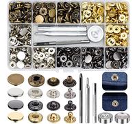 120 Pcs Boutons Pressions Metalliques 4 Coloris Bouton Pression Cuir Vêtements Pression Cuivre avec 4 Pcs Outils de Fixation pour L'artisanat Du Cuir de Vêtements (12mm)