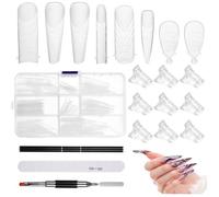 120 Pcs Capsule Ongles en Gel Souple,Kit de Capsules Doubles à Couverture,avec 12 coupe-ongles,1 lime et 1 pinceau double embout