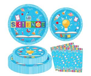 120 PCS Décorations sur le Thème du Savant Fou - Vaisselle, Assiette, Serviette pour Fête d'Anniversaire en Laboratoire Scientifique pour 40 Invités