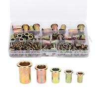 120 Pcs Rivet Nut Acier Zingué Coloré, Boîte Combinée M4 / 5/6 / 8/10, Filetage Vertical - Résistance à la Corrosion, Stockage Organisé, Usage Industriel Polyvalent