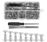 120 Pcs Rivets en Cuir, M5 Vis à Chicago, Rivet Cuir, Rivet à Visser, Rivets de Reliure de Chicago, Vis de Reliure à Tête Plat pour Sacs Scrapbooking Ceinture en Cuir, avec Trou Poinçon, Tournevis