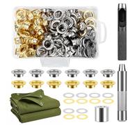120 Pcs Trousse à Oeillets pour Baches 12mm, Oeillet Meta, Kits Outils à Oeillets Coutur, Oeillet de Rondelle Kit, Quatre Couleur, Kit œillet en Métal, Ensemble Oeillet et Rondelle, Grommet Eyelet Kit