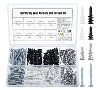 120 Pcs Vis et Chevilles Métal pour Plaque de Plâtre: 60 Chevilles + 60 Vis Autoperceuses, Auto-Foreuses en Métal pour Fixation Béton