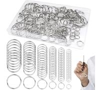 120 Pièces Anneaux Porte Clé, Anneaux Brisés en Acier Inoxydable, 12mm/15mm/20mm/25mm/28mm/30mm Attache Porte Clé Argenté, pour Clé de Clés, Colliers, Boucles, d'Oreilles Ornements, Lanières