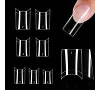 120 pièces/boîte Pointes d'ongles artificielles sans courbe C, ongles carrés courts à demi-couverture à coller, 12 tailles, autocollants d'ongles faux transparents de style français droit, convient po