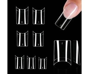 120 pièces/boîte Pointes d'ongles artificielles sans courbe C, ongles carrés courts à demi-couverture à coller, 12 tailles, autocollants d'ongles faux transparents de style français droit, convient po