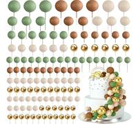 120 Pièces Boules de Décoration de Gâteau,BetterJonny Mini Topper de Gâteau de Ballon Balle Gâteau Topper pour Fête d'anniversaire Décoration de Gâteau d'Anniversaire（Or/Vert/Marron/Marron café）