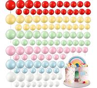 120 Pièces Boules de Décoration de Gâteau,BetterJonny Mini Topper de Gâteau de Ballon Balle Gâteau Topper pour Fête d'anniversaire Décoration de Gâteau d'Anniversaire（Coloré）