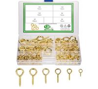 120 Pièces Boulon à Oeil, Crochet à Visser, Piton à Oeillet, Crochet Porte Oeil, Piton de Fixation à Visser avec Filetage pour Décaration Suspension (Couleur or)