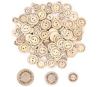 120 Pièces Boutons en Bois "Handmade with Love" Forme Ronde Naturel Boutons Fait à la Main avec Amour pour Couture Enfants Vêtements Chapeaux et DIY Artisanat Décorations 15mm + 20mm + 25mm 2 Trous