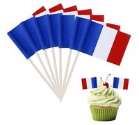 120 pièces Cure-dents drapeau français, Cure-dents décoratifs en bois pour drapeaux, pour gâteaux, biscuits, muffins, crèmes glacées, fruits