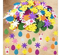 120 pièces d'autocollants en mousse de Pâques - avec des designs d'œufs, de lapins, de poussins et de fleurs, convenant pour l'artisanat, les cartes de vœux et la décoration de fête à la maison. Ils p