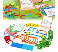 120 Pièces de Bâtons Intelligents Montessori, Nouveauté 2025 Puzzle à Réflexion Rapide, Blocs de Formes en Bois, Jeu de Puzzle avec Bâtons et Anneaux, Idéal Cadeau pour Enfants de Plus de 12 Mois