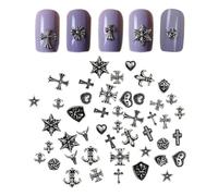 120 Pièces De Bijoux D'Art D'Ongle Rétro, Bijoux D'Art D'Ongle Punk En Métal, Accessoires D'Art D'Ongle, Bijoux D'Art D'Ongle En Croix, Décoration D'Art D'Ongle Bricolage (Style Aléatoire)