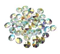 120 pièces de perles de verre à facettes 14mm, perles prisme à 2 trous