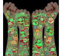 120+ Pièces Decoration Noel Tatouage Enfant, Deco Noel Tatouage Ephemere Tatouage Temporaire Enfant Tatoo Fluorescent Garcon Fille Déco Cadeaux de Noël Gommettes Enfants 3 4 5-12 Ans