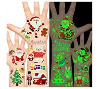 120+ Pièces Decoration Noel Tatouage Enfant, Deco Noel Tatouage Ephemere Tatouage Temporaire Enfant Tatoo Fluorescent Gommettes Enfants 3 4 5-12 Ans Garcon Fille Deco Cadeaux de Noël
