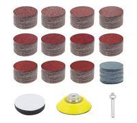 120 Pièces Disque De Ponçage 50mm Disque Abrasif 2 Pouces Kit De Ponçage Bois Papier À Poncer 60 80 120 180 240 320 400 600 800 1000 2000 3000 Grain Avec Tampon En Mousse Souple Et Tige De 1/4