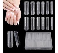 120 Pièces Faux Ongles Conseils de Extension, 12 Tailles Popit Ongle Kit | Ensemble Formes D'Ongles Doubles, avec Lignes D'échelle, pour Extension en Polygel, Manucure, Nail Art, Salon, Bricolage