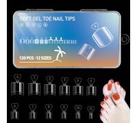 120 Pièces Faux Ongles de Pied, Clair Ongles Artificiels à Couverture Complète, Ongle d'Orteil Artificiel Français, 12 Tailles Artificielle Fake Nails avec Boîte pour Dames Ongles Décorations