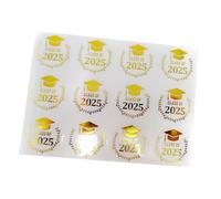 120 pièces feuille d ' or autocollant de chapeau de des diplômes 40mm autocollant PET résistant à l ' eau pour sceller l ' enveloppe carte décoration de fête emballage de des diplômes