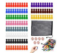 120 Pièces Figurines de Jeu pour Jeux de Plateau - 12 Couleurs, 6 Dés en Bois, avec Sac de Rangement pour Échecs Volants, Dame et Jeux de Plateau