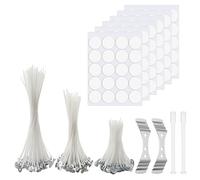 120 Pièces Meche Bougie, Mèche Bougie & 4 Porte Mèche pour Bougie, Meches pour Bougies, Meche pour Bougie, Meche De Bougie, Mèches De Coton Naturel pour La Fabrication de Bougies DIY (4in/6in/8in)