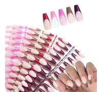 120 Pièces Mode Presse Sur Ongles Pointe Française Fausse Forme D'amande Couverture Complète Bâton Sur Ongles Artificiels