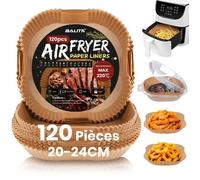 120 Pièces Papier Cuisson Air Fryer, 20x24CM Carré Papier Sulfurisé-100%Food-Grade BPA gratuit