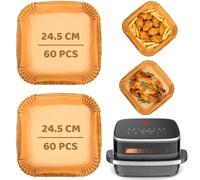 120 Pièces Papier Cuisson Air Fryer pour Moulinex Easy Fry XL Surface, Accessoire Airfryer Papier Sulfurisé pour Moulinex AL4018F0, 24,5 cm