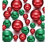 120 Pièces Perle pour de Remplissage Vase Perles pour Vase Perles de Maquillage pour Porte-Pinceaux Fausse Perle Ronde Assortie pour Mariage, 14/20/30 mm (Vert, Rouge Vif)