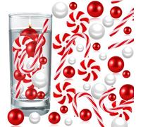 120 pièces pour remplir les vases de Noël, sucre d'orge en acrylique, perles flottantes pour les fêtes de Noël, les décorations de table, les bricolages (vases et bougies non inclus) (A)
