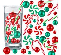 120 pièces pour remplir les vases de Noël, sucre d'orge en acrylique, perles flottantes pour les fêtes de Noël, les décorations de table, les bricolages (vases et bougies non inclus) (B)